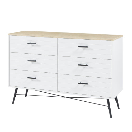 AENKYO Sleek 6-Drawer Dresser with X-Shaped Feet, Modern White Long Dr AENKYO Sleek 6-Drawer Dresser with X-Shaped Feet, Modern White Long Dr
