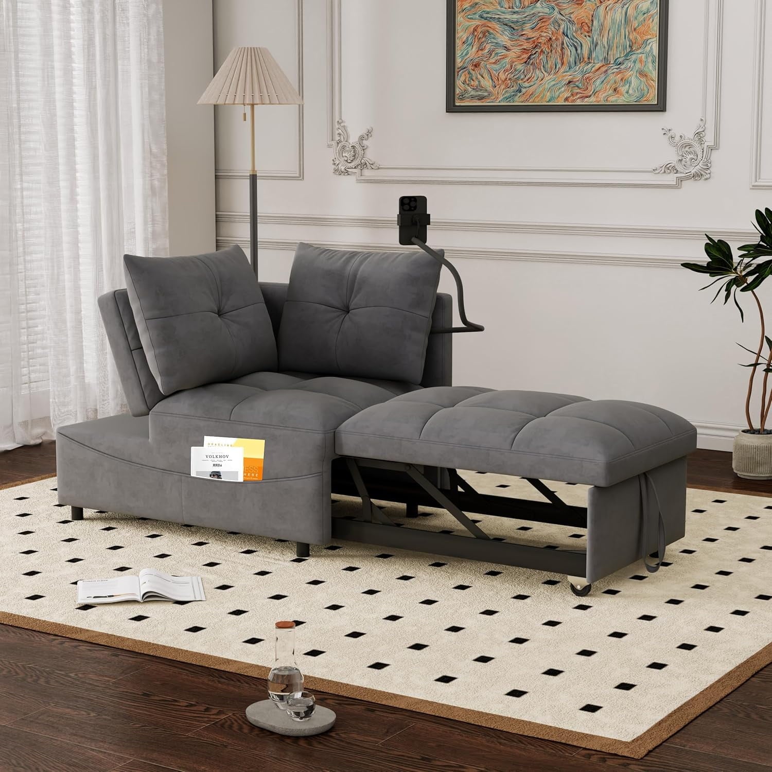 AENKYO 4-in-1 Convertible Sleeper Sofa Chair Bed w/USB/Phone Hub & Adj