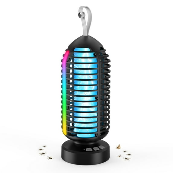 AENKYO Electric Bug Zapper Outdoor, Fly Mosquito Killer Lamp with Color Changing LED Light for Patio, Camping, Black
