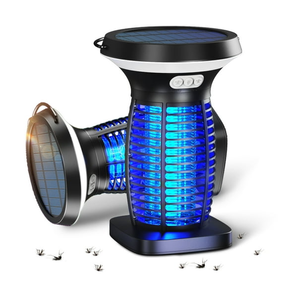 Aenkyo Solar Bug Zapper Outdoor, Waterproof Fly Mosquito Killer Lamp, 4200V Electric Trap for Patio, Camping