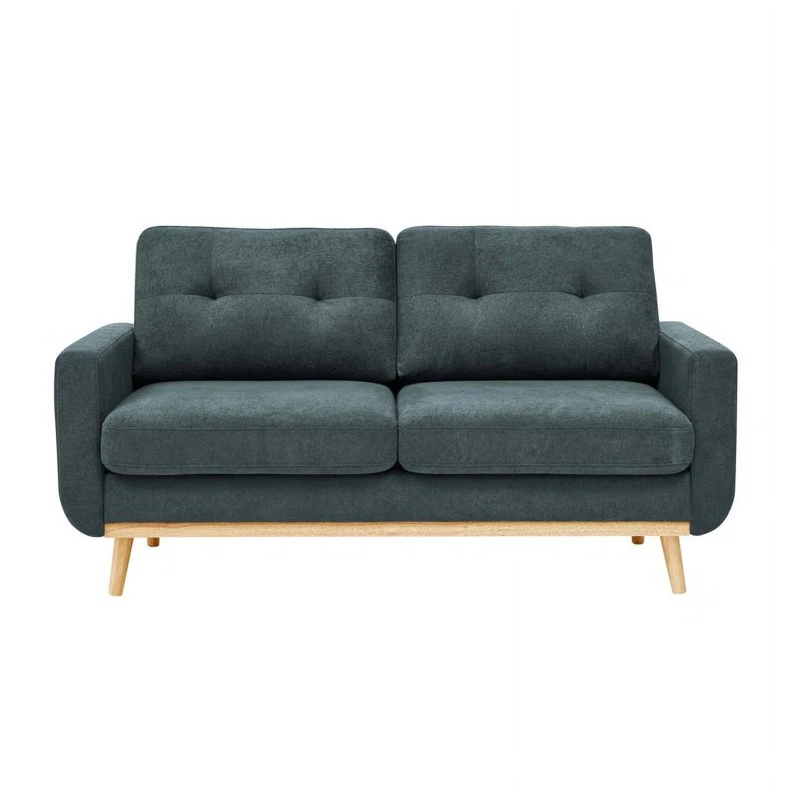 AENKYO Mid-Century Modern 67 Loveseat Sofa with Button Tufted Upholstery, Sturdy Frame & Easy Assembly - Compact Design for Small Spaces, Blue